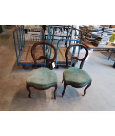 CHAISE NAPOLÉON III ACAJOU VELOURS VERT