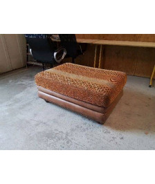 GRAND POUF D’ASSISE CUIR/TISSUS