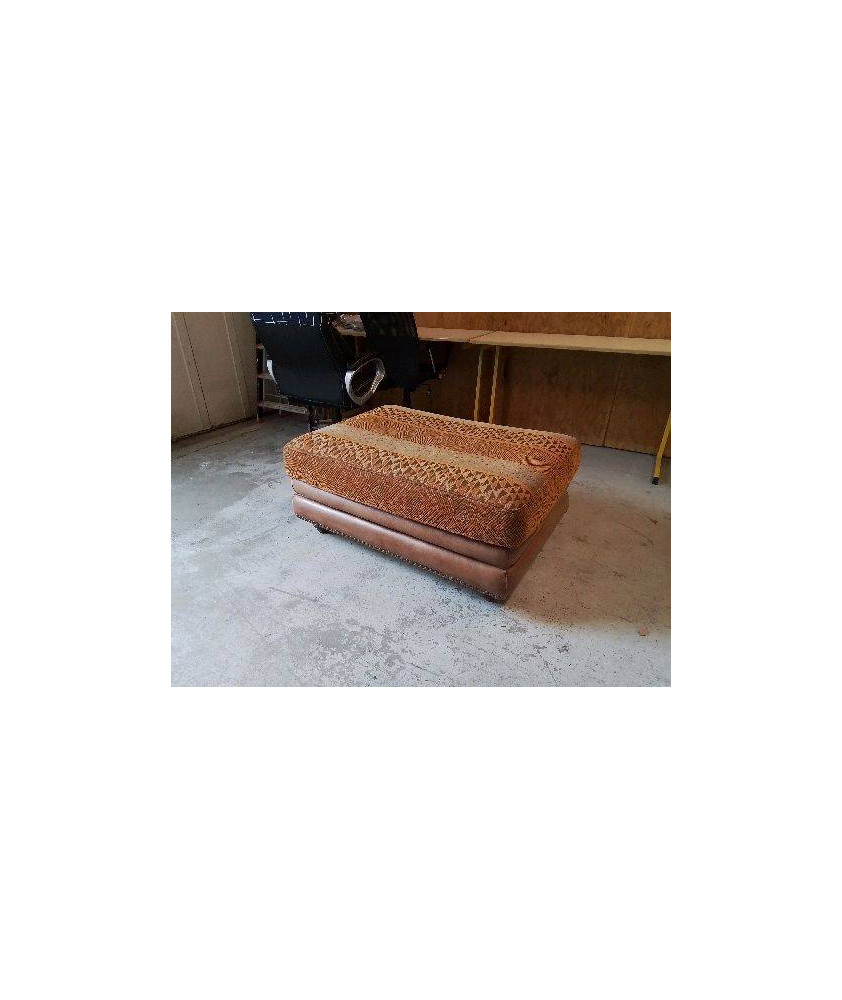GRAND POUF D’ASSISE CUIR/TISSUS