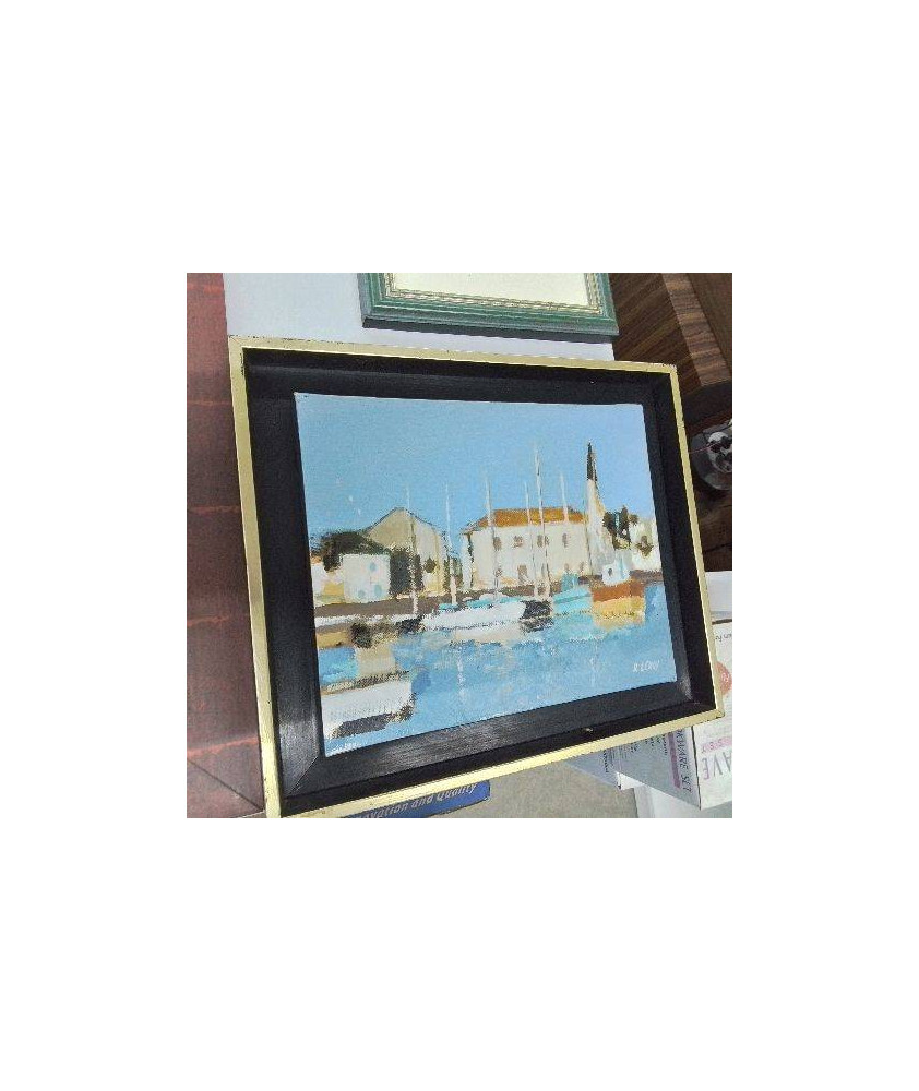 PEINTURE MARINE SIGNEE R.LEROY