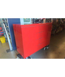 MEUBLE 2 POTTES 4 TIROIRS LAQUE ROUGE - EN L’ETAT (145X117)