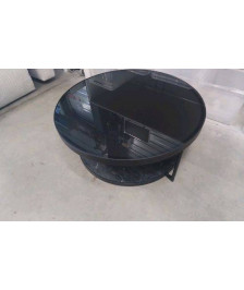 TABLE BASSE RONDE - METAL VERRE / DIAM 88CM