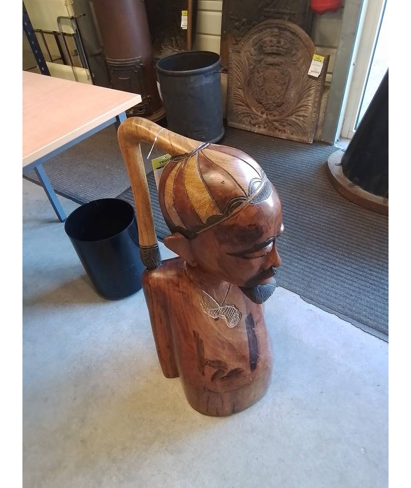 STATUE CAMEROUNAISE BUSTE HOMME BOIS 