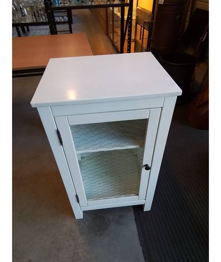 MEUBLE BOIS BLANC GRILLAGÉ 1 PORTE