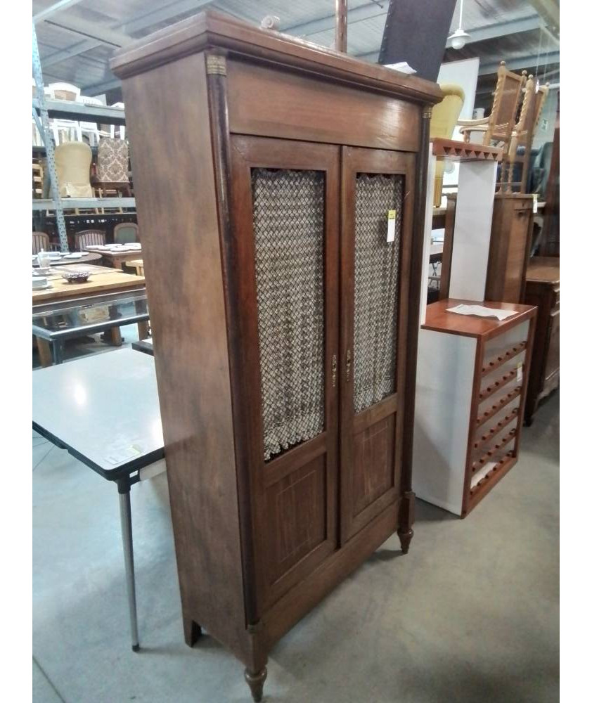 BIBLIOTHÈQUE BOIS  2 PORTES GRILLAGEES  STYLE EMPIRE