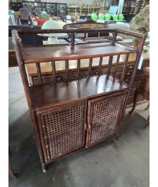 BIBLIOTHÈQUE ROTIN ET VANNERIE 2 PORTES 1 NICHE ANNÉES 60