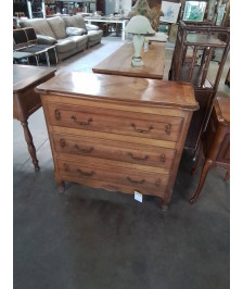 COMMODE BOIS CLAIR DESSUS CHANTOURNÉ 3 TIROIRS STYLE RÉGENCE COQUILLE 