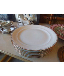 ASSIETTE BLANCHE EN PORCELAINE BORDURE DORÉ 