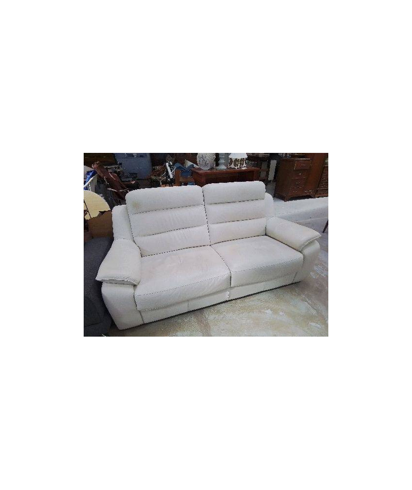 CANAPÉ 2/3 PLACES CUIR BEIGE CLAIRE 