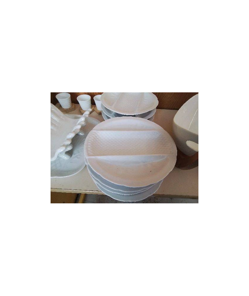 ASSIETTE À ASPERGE BLANCHE EN PORCELAINE 