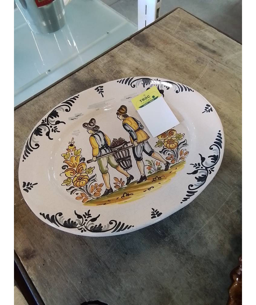 PLAT OVALE CÉRAMIQUE VENDANGE 