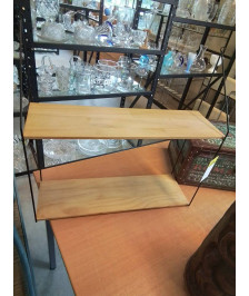 ÉTAGÈRE MURALE MÉTAL ET 2 TABLETTES BOIS 