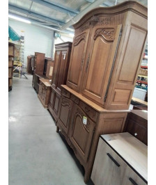 BUFFET STYLE CAUCHOIS BOIS CLAIR MOULURÉ ET SCULPTÉ AU PANIER 4 PORTES 3 TIROIRS 