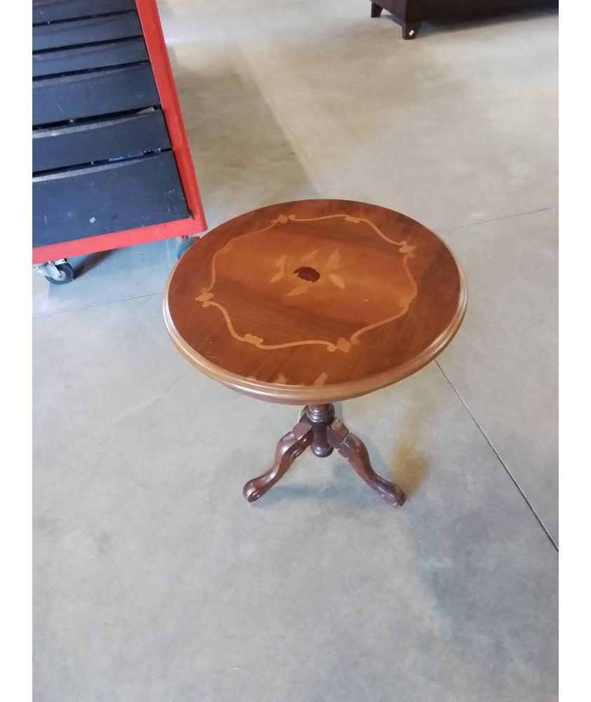 GUERIDON ROND TRIPODE BOIS MARQUETÉ 