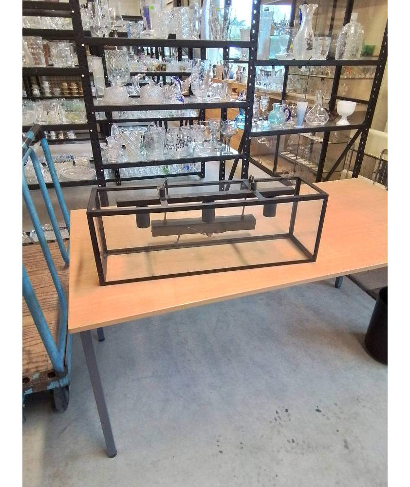 SUSPENSION MÉTAL NOIR ET VERRE 3 FEUX