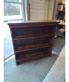 BIBLIOTHÈQUE CAUCHOISE BOIS SCULPTÉ AU PANIER 3 NICHES FIN XIXE