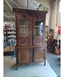 BUFFET DE MARIAGE CAUCHOIS VITRE AU PANIER  CHENE  DEBUT XIXE