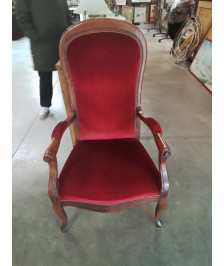 VOLTAIRE BOIS CAPITONNÉ VELOURS ROUGE