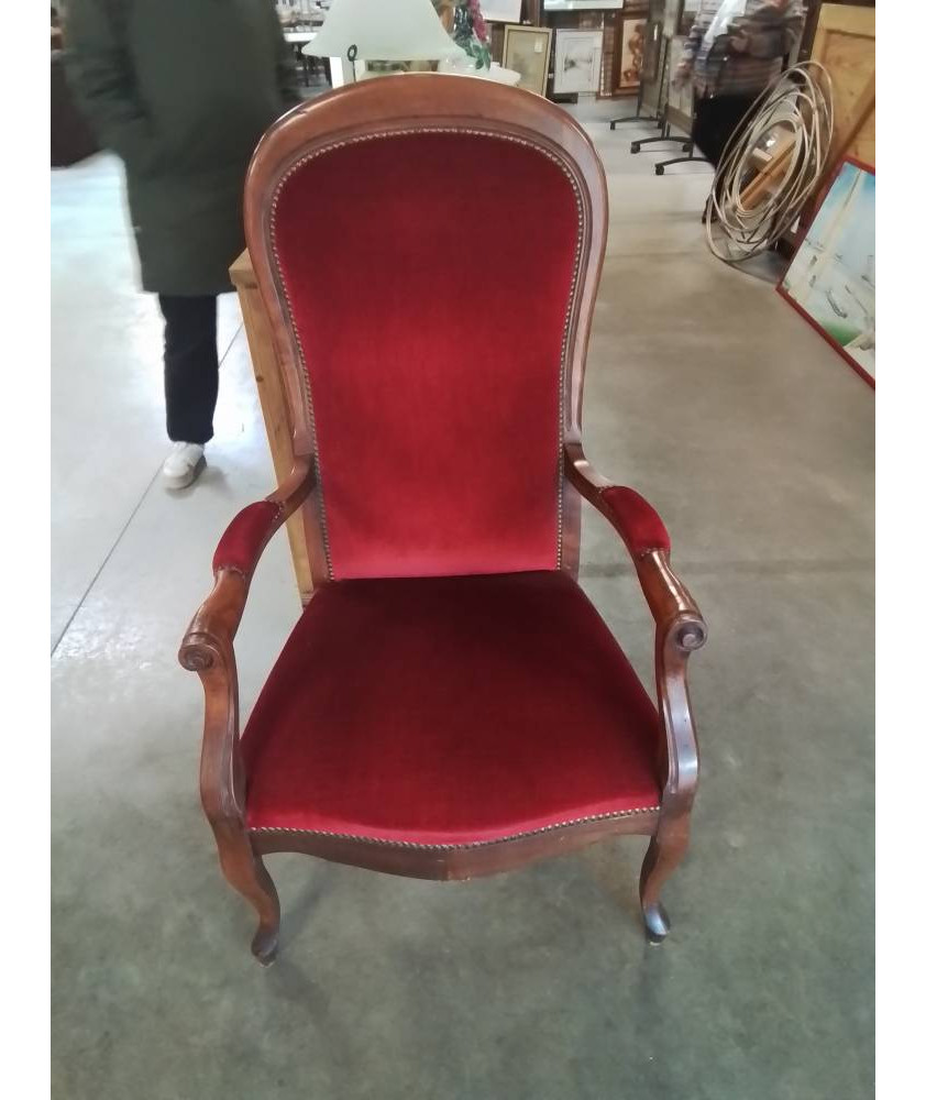 VOLTAIRE BOIS CAPITONNÉ VELOURS ROUGE