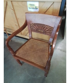 FAUTEUIL TECK ASSISE CANNÉE STYLE COLONIALE 