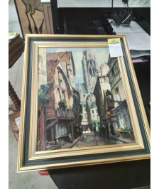 HUILE SUR TOILE ROUEN RUE DAMIETTE ST OUEN LOUIS JACQUES VIGON (1897-1985)