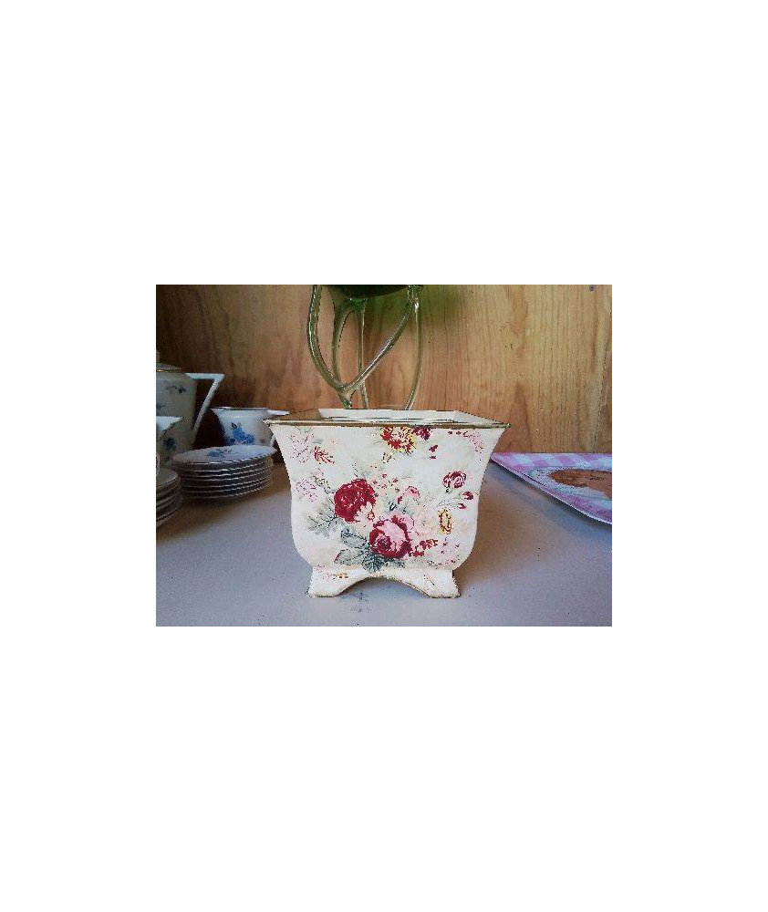 CACHE POT MOTIF FLORAL 