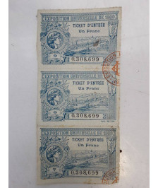 TICKETS D\'ENTRÉE EXPOSITION UNIVERSELLE 1900 LES 3