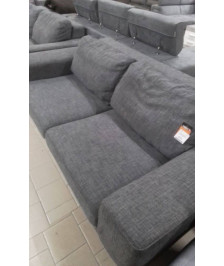 CANAPE 2 PLCUIR CENTER GRIS/JAUNE