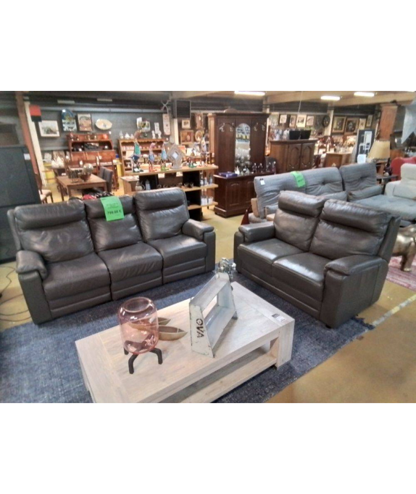 SALON CUIR 3/2 RELAX ELECTRIQUES 