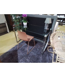 BUREAU VERRE PIEDS INOX 