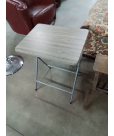 TABLE D’APPOINT PLIANTE MÉTAL GRIS PLATEAU BOIS TAUPE 