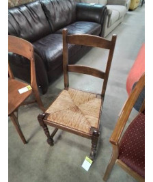 CHAISE BOIS PAILLÉ A ENTRETOISE DOSSIER 2 BARREAUX 