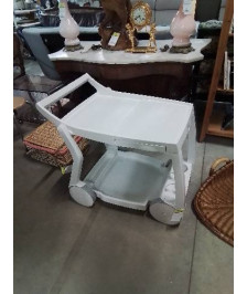 DESSERTE DE JARDIN PLIANTE A ROULETTES RÉSINE BLANC NARDI