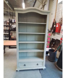 BIBLIOTHÈQUE BOIS TAUPE 5 NICHES 1 TIROIR