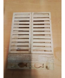 PORTE USTENSILES CUISINE BOIS AJOURÉ SCULPTÉ AUX POISSONS