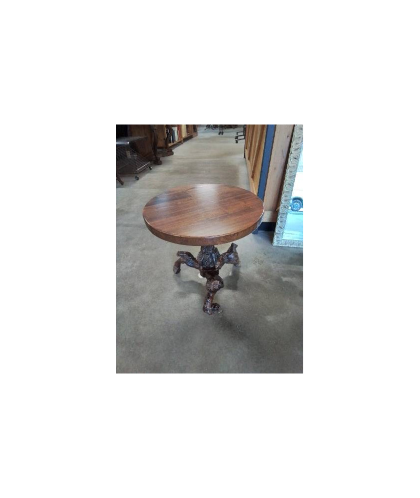 GUERIDON ROND PLATEAU BOIS PIÈTEMENT CEP DE VIGNE 