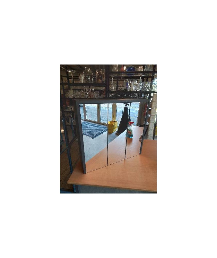 ARMOIRE DE TOILETTE LIVARNO BOIS GRIS 3 PORTES MIROIR 