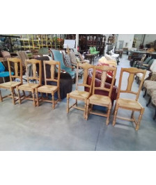 6 CHAISES BOIS PAILLÉ HAUT DOSSIER CINTRE STYLE REGENCE 