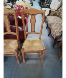 6 CHAISES BOIS PAILLÉ HAUT DOSSIER CINTRE STYLE REGENCE 