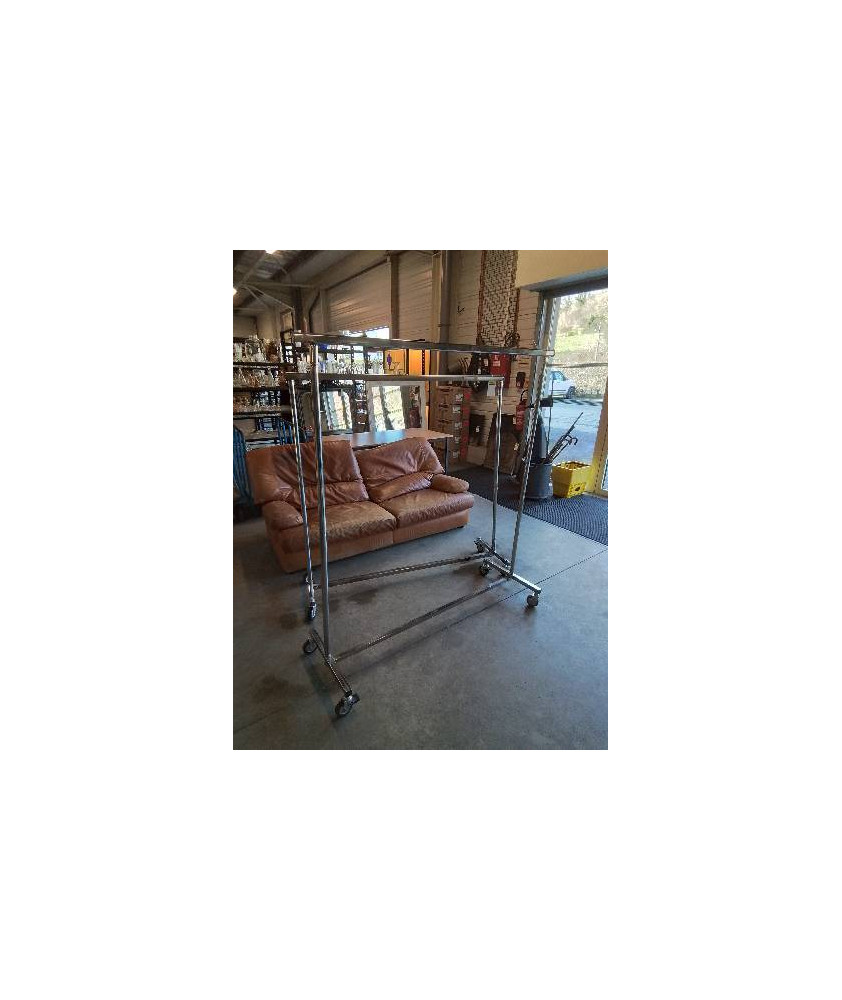 PORTANT A ROULETTES PLIANT MÉTAL CHROMÉ LONGUEUR AJUSTABLE 