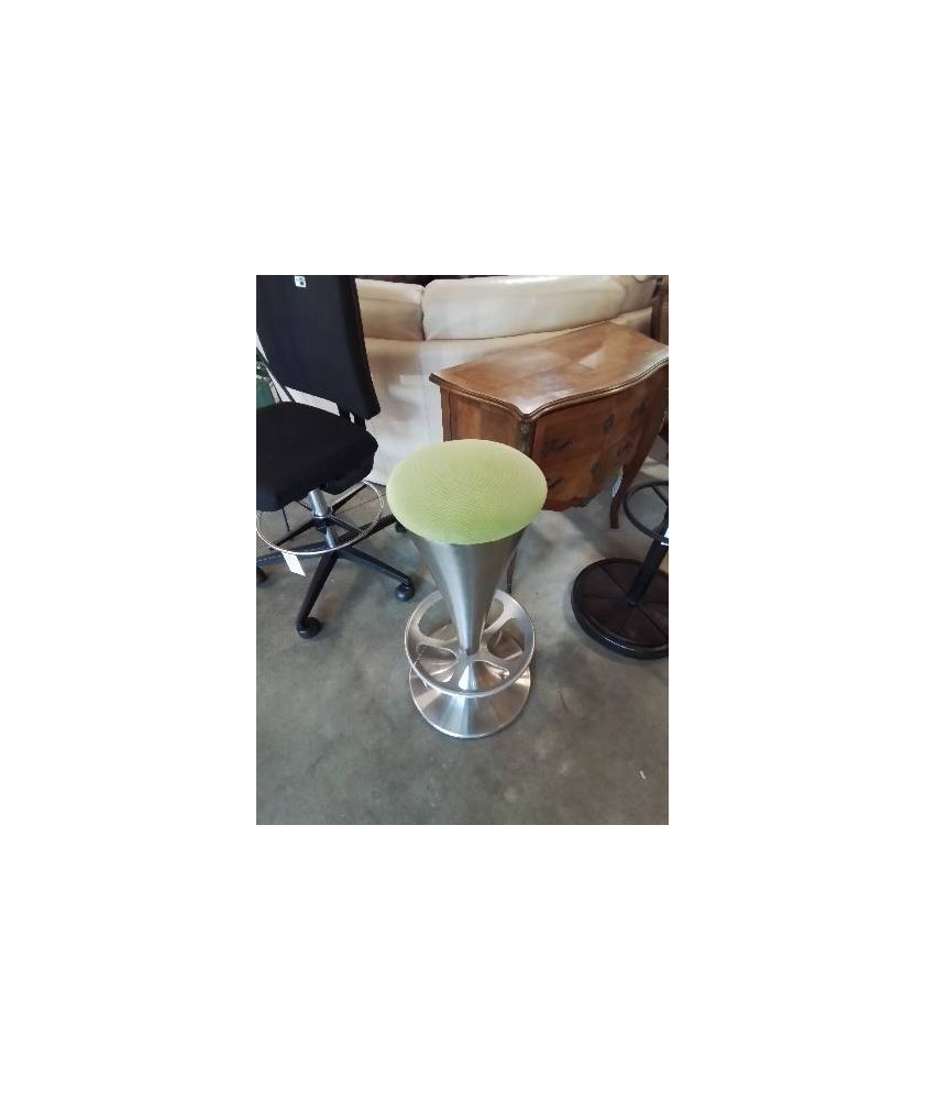 TABOURET DE BAR PIÈTEMENT MÉTAL BROSSÉ ASSISE TISSU VERT PEDRALI DREAM 4816