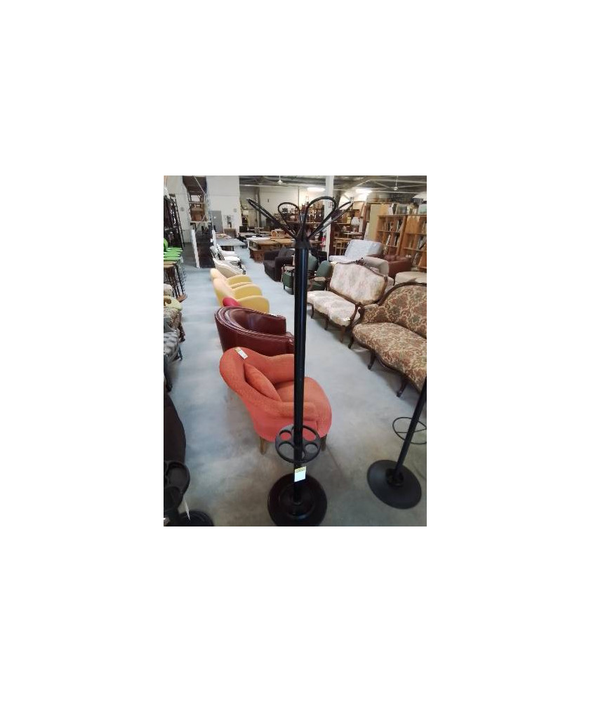 PERROQUET PORTE PARAPLUIE MÉTAL ET RÉSINE NOIR 4 BOUCLES