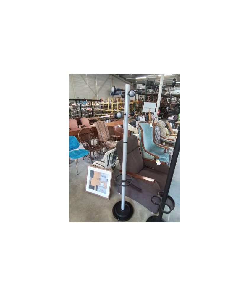 PERROQUET PORTE PARAPLUIE MÉTAL GRIS ET NOIR RESINE NOIR 8 PATÈRES 