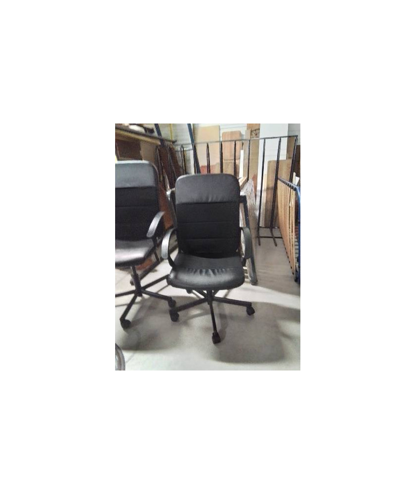 FAUTEUIL DE BUREAU A ROULETTES PIÈTEMENT MÉTAL NOIR ASSISE ET DOSSIER TISSU ET PU NOIR 