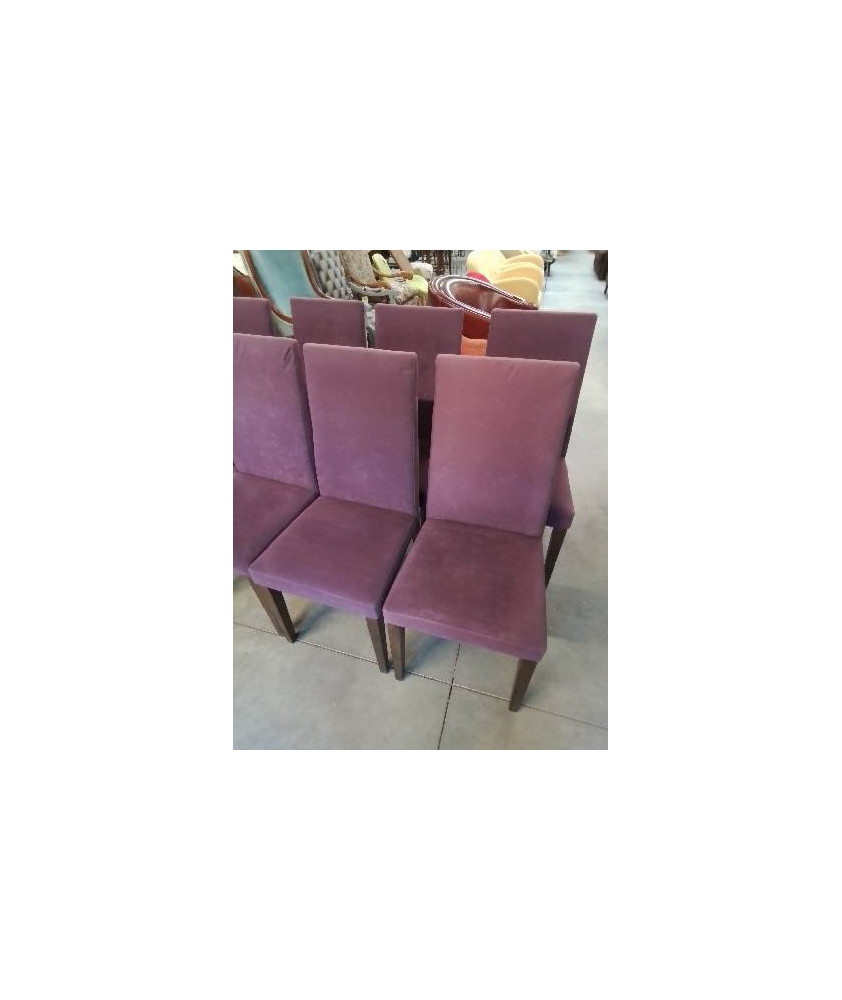 4 CHAISES TISSU MAUVE PIEDS BOIS 