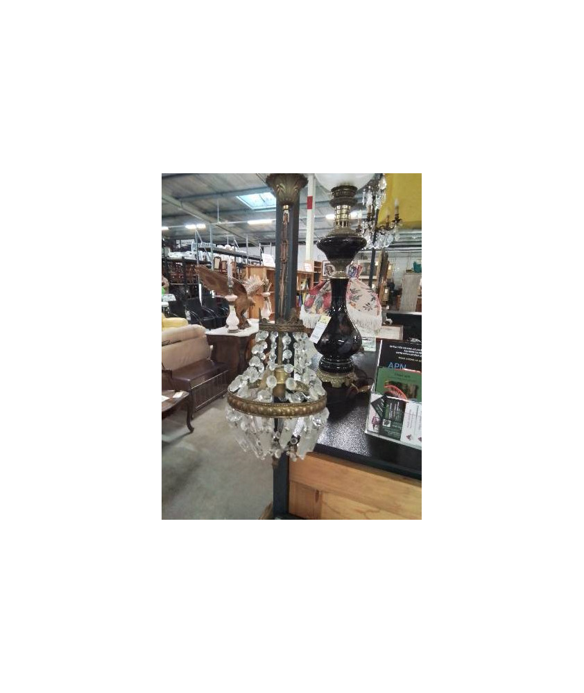 LUSTRE MONTGOLFIÈRE LAITON A PAMPILLES 