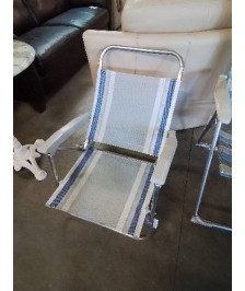 SIÈGE DE PLAGE ALU ET TOILE GRIS ET BLEU DUKDALF