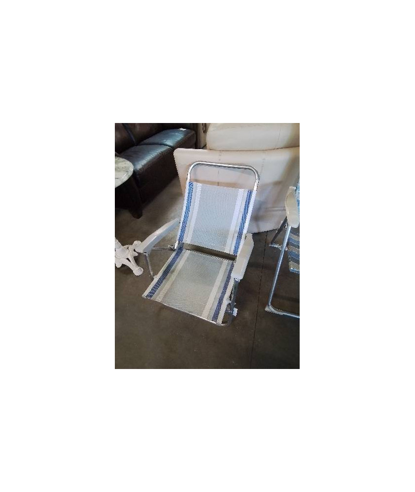 SIÈGE DE PLAGE ALU ET TOILE GRIS ET BLEU DUKDALF