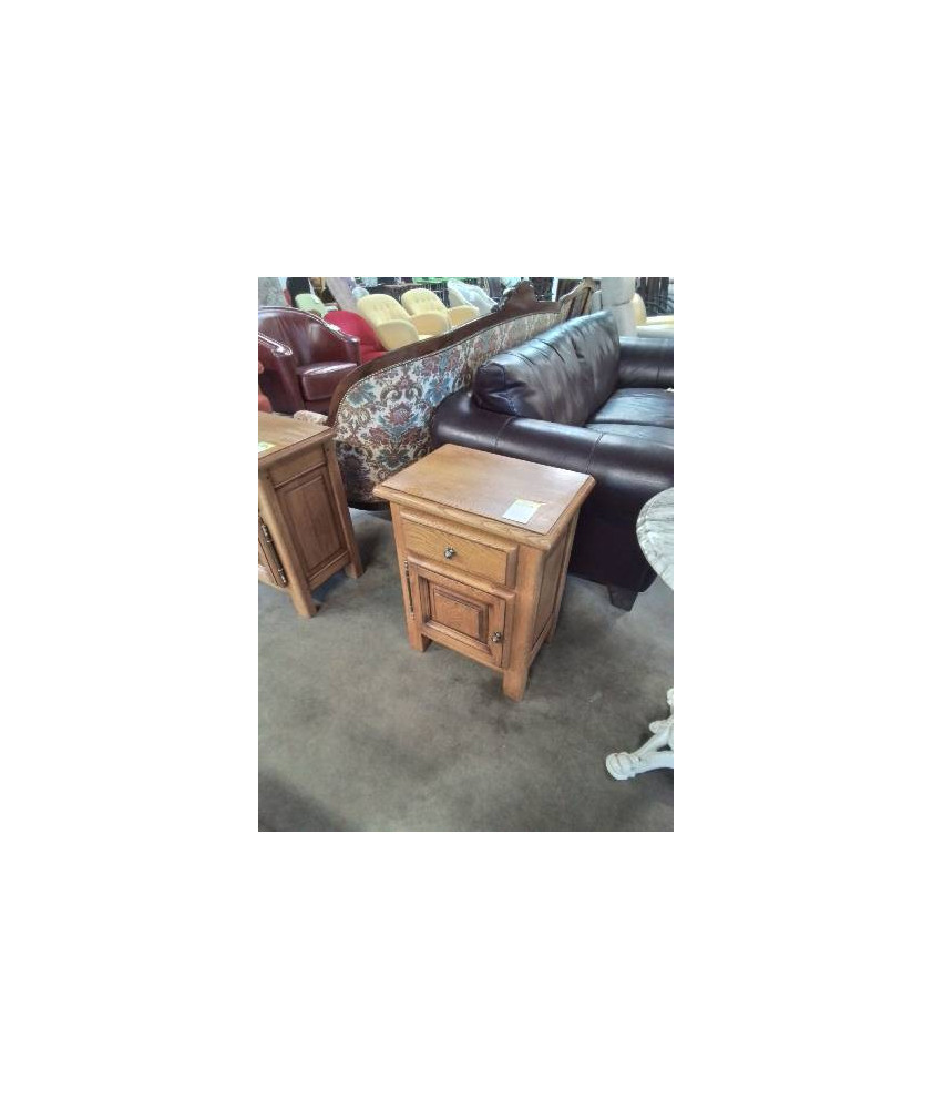 CHEVET CHÊNE CLAIR MOULURÉ 1 TIROIR 1 PORTE