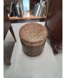 PANIÈRE AVEC COUVERCLE VANNERIE BICOLORE 